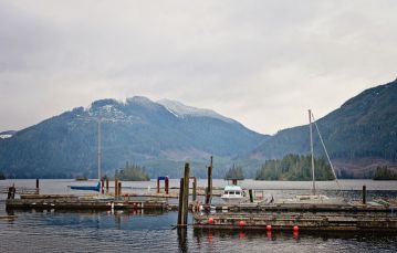 photo of bay with docs on the water 